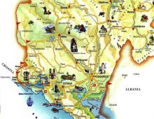 Map of Montenegro in Russian: resorts, attractions, beaches Ethnic map of Montenegro in Russian